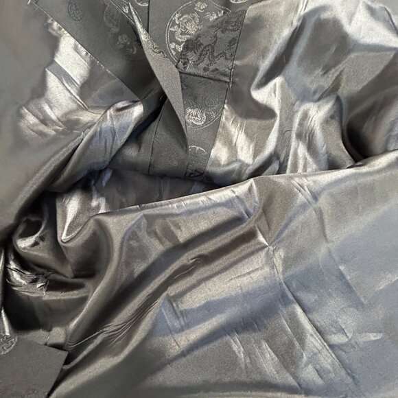 TCH Men’s Black Jacquard Chinese Dragon Winter Jacket Coat XL Mandarin Collar - Picture 4 of 9